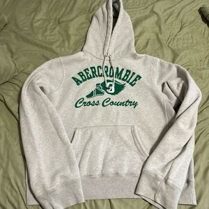 Vintage 2000s Abercrombie & Fitch Gray Hoodie with Green Accents